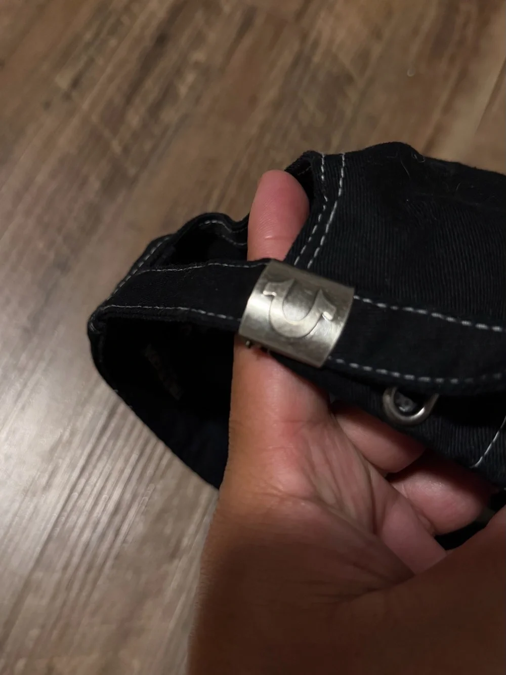 True Religion Black Cap with Beige Horseshoe Patch